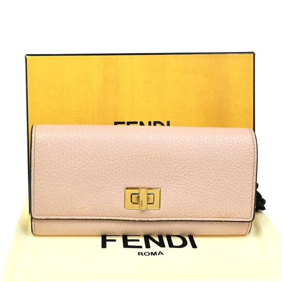 Fendi Leather Peekaboo Wallet Pink